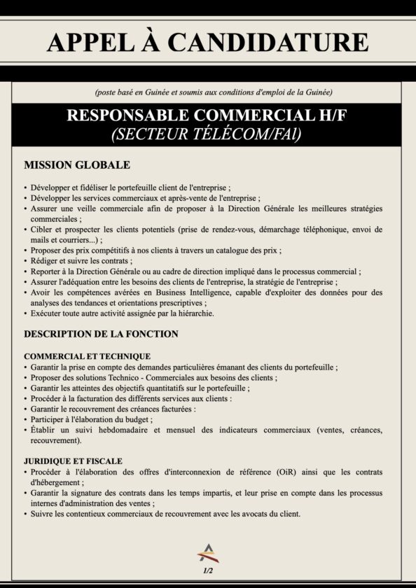 Avis De Recrutement Dun Responsable Commercial H F Les Annonces 224