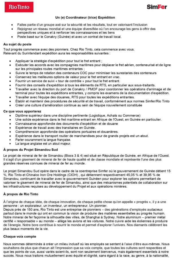 Avis De Recrutement D'Un (e) Coordinateur (trice) Expédition - Les ...